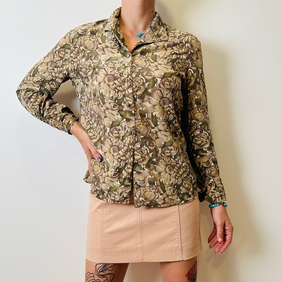 Vintage Silk Appeal 100% silk floral blouse top button down shirt - Picture 2 of 9